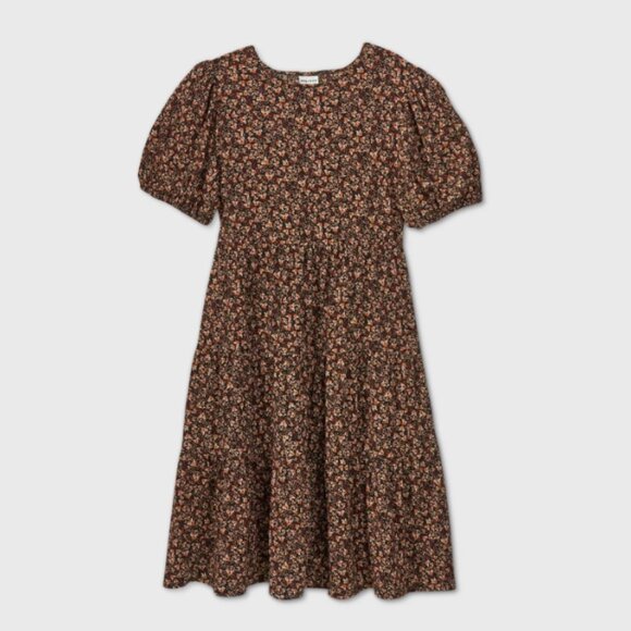 Ava & Viv Dresses & Skirts - Ava & Viv Black with Brown Red Cream Floral Midi 3X NWOT